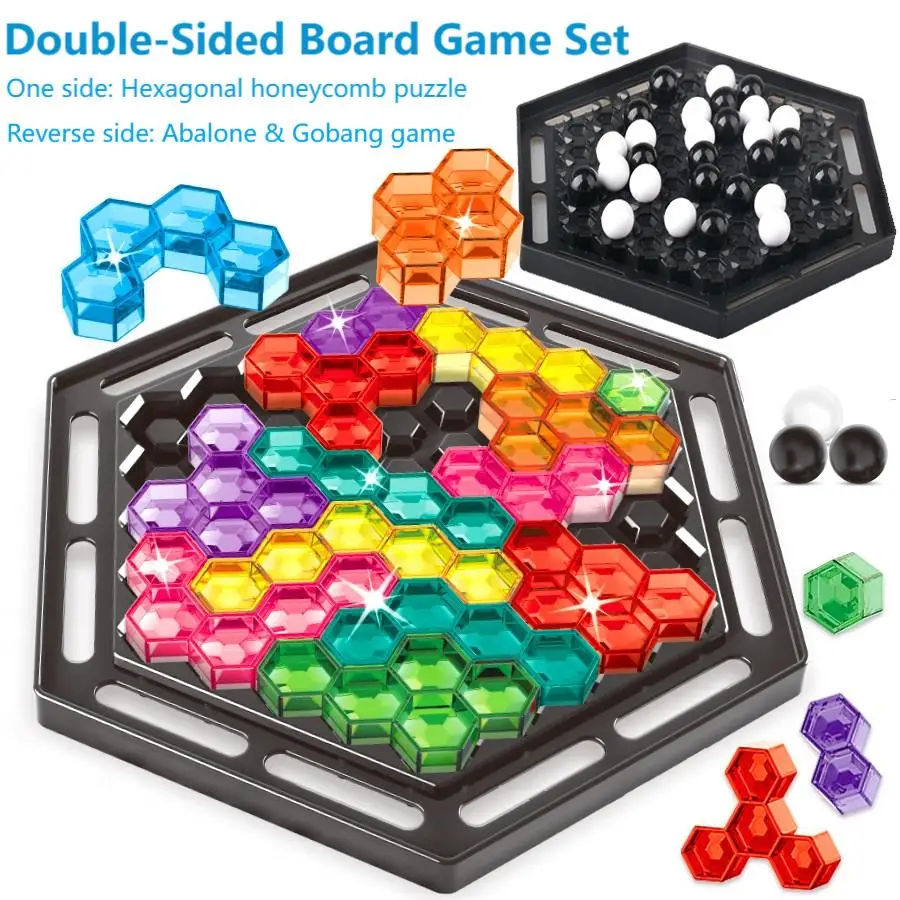 2 in 1 Double-Sided Board Game Set Abalone+Hexagon Puzzle+Gobang Educational Toy for Kids Adults Tabletop Game Family Party
2 in 1 Double-Sided Board Game Set Abalone+Hexagon Puzzle+Gobang Educational Toy for Kids Adults Tabletop Game Family Party