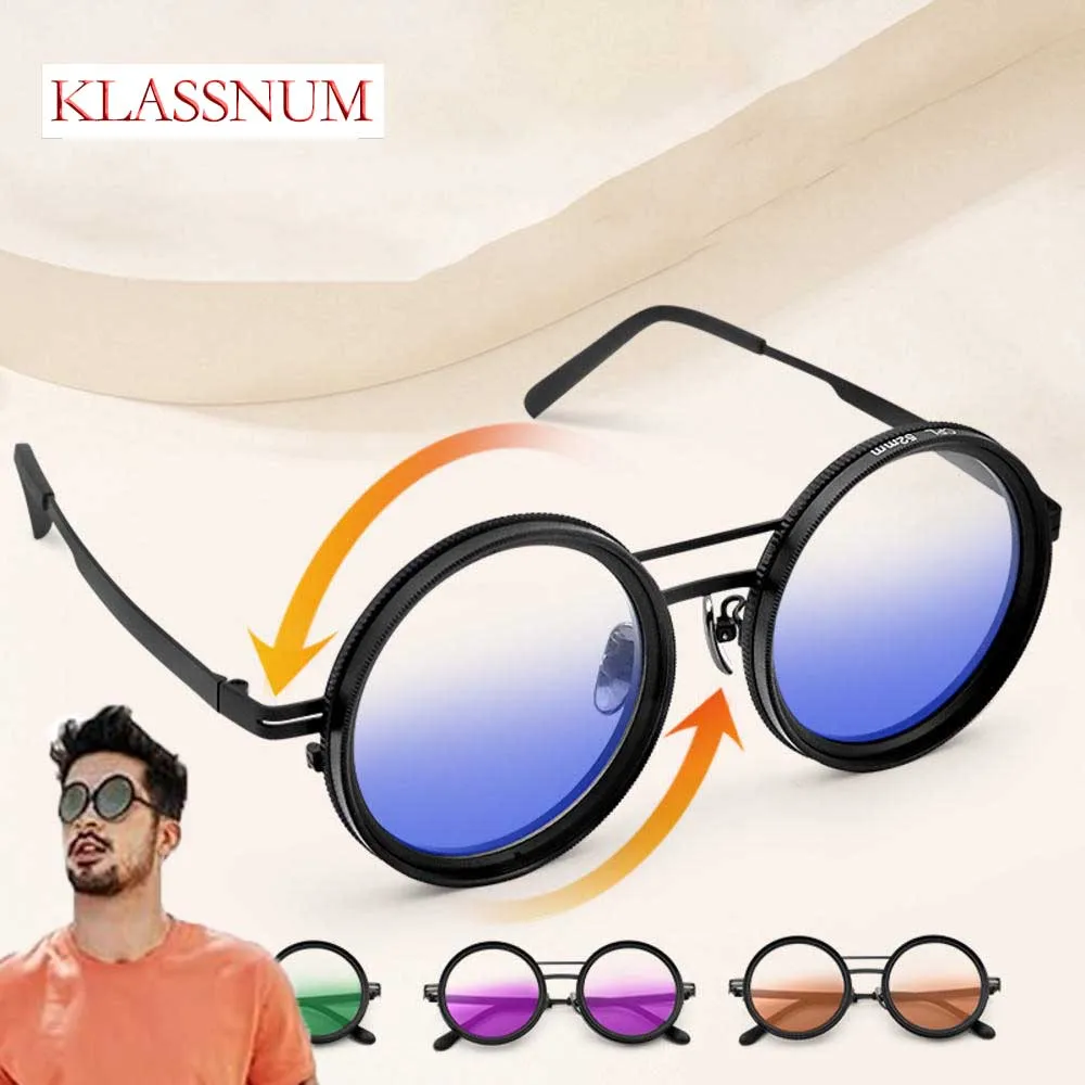 KLASSNUM Steampunk-Inspired ND9 Adjustable Dimming Sunglasses Outdoor Polarized Men's Fishing Round glasses UV400
KLASSNUM Steampunk-Inspired ND9 Adjustable Dimming Sunglasses Outdoor Polarized Men's Fishing Round glasses UV400