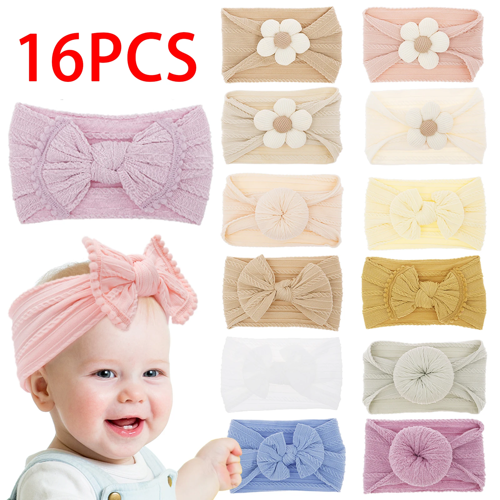 8/16Pcs Baby Girls Headbands Elastic Nylon Infant Girls Head Wraps Cute Bow Children Turban Kids Gift Newborn Hair Accessories
8/16Pcs Baby Girls Headbands Elastic Nylon Infant Girls Head Wraps Cute Bow Children Turban Kids Gift Newborn Hair Accessories