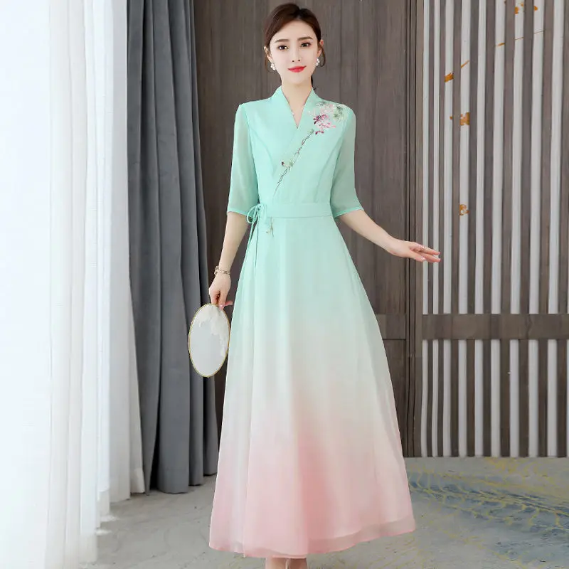 Chinese Style Clothing Improved Hanfu Dress 2023 Spring And Summer Temperament Fashion Embroidery Elegant Dress For Women Z191
Chinese Style Clothing Improved Hanfu Dress 2023 Spring And Summer Temperament Fashion Embroidery Elegant Dress For Women Z191