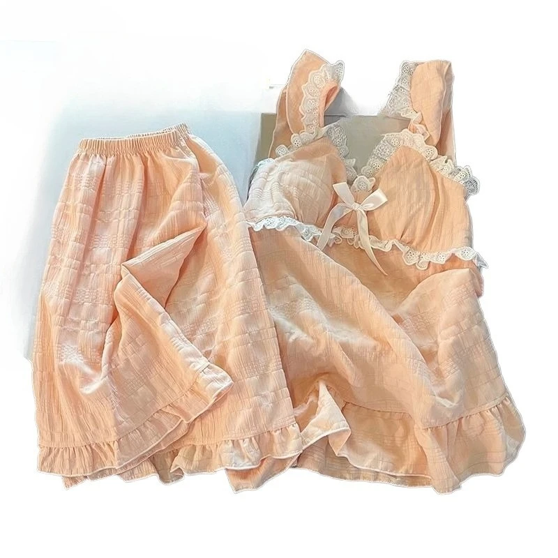 2026 Pajamas Women's Summer with Chest Pads Suspenders Shorts Korean Internet Celebrity Style, Student Loungewear Two-piece Set
2026 Pajamas Women's Summer with Chest Pads Suspenders Shorts Korean Internet Celebrity Style, Student Loungewear Two-piece Set