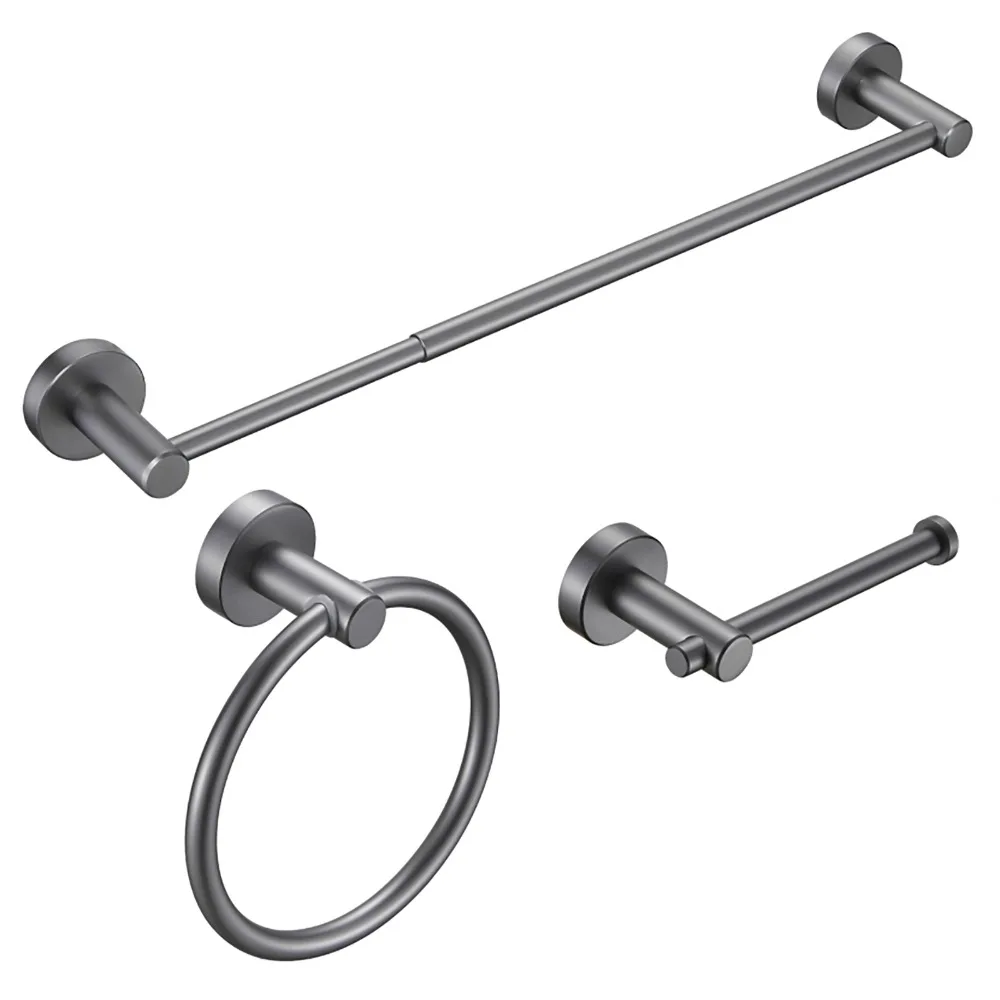 Babathroom Hardware Set, Thicken Space Aluminum 3 PCS Towel bar Set- Gun Grey 16-27 Inches Adjustable Bathroom Accessories Sets
Babathroom Hardware Set, Thicken Space Aluminum 3 PCS Towel bar Set- Gun Grey 16-27 Inches Adjustable Bathroom Accessories Sets