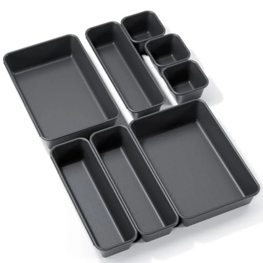 8PCS Plastic Interlocking Drawer Organizer, 3 Sizes Versatile Desk Drawer Organizer Trays, Drawer Dividers, Organization and St
8PCS Plastic Interlocking Drawer Organizer, 3 Sizes Versatile Desk Drawer Organizer Trays, Drawer Dividers, Organization and St