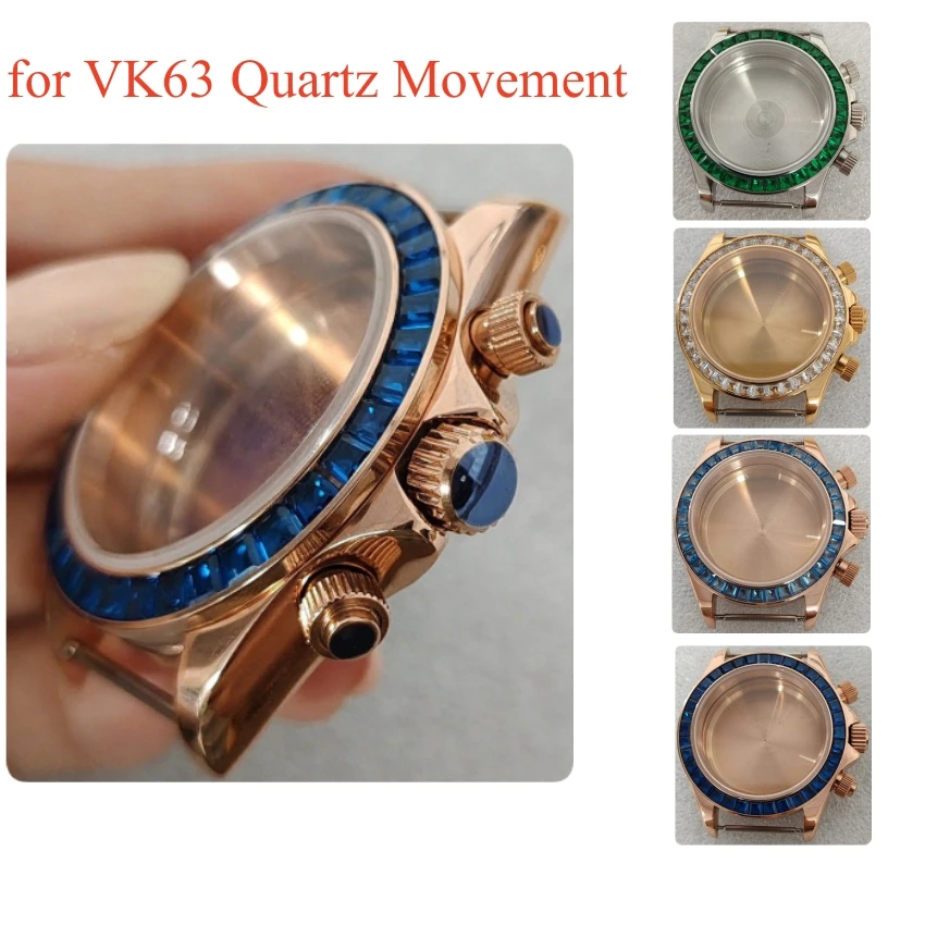 Watch Case for VK63 Quartz Movement 39mm PVD Rose Gold/Gold Watch Case with Stone Bezel Watch Accessories
Watch Case for VK63 Quartz Movement 39mm PVD Rose Gold/Gold Watch Case with Stone Bezel Watch Accessories