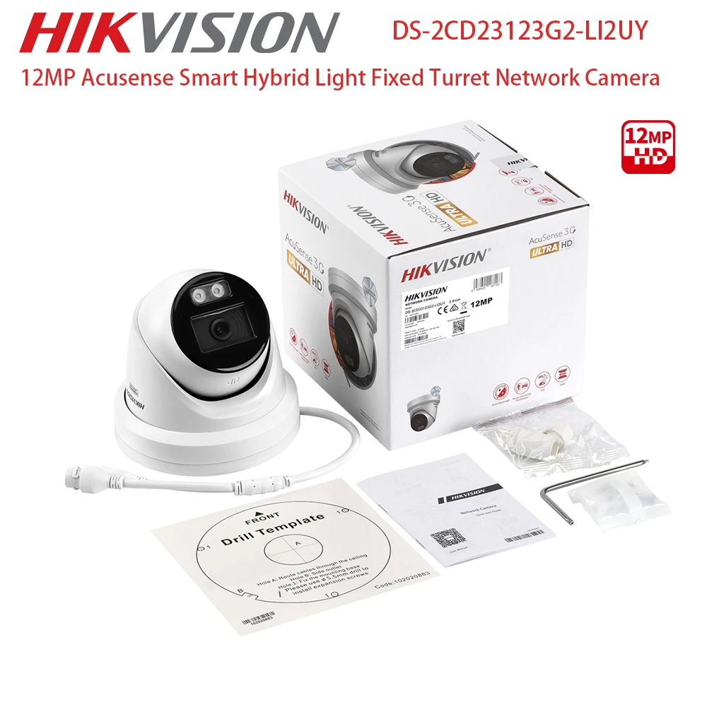 Hikvision 12MP Acusense3.0 IP POE Camera DS-2CD23123G2-LI2UY Anti-corrosion UHD Smart Hybrid Light Fixed Turret Network Camera
Hikvision 12MP Acusense3.0 IP POE Camera DS-2CD23123G2-LI2UY Anti-corrosion UHD Smart Hybrid Light Fixed Turret Network Camera