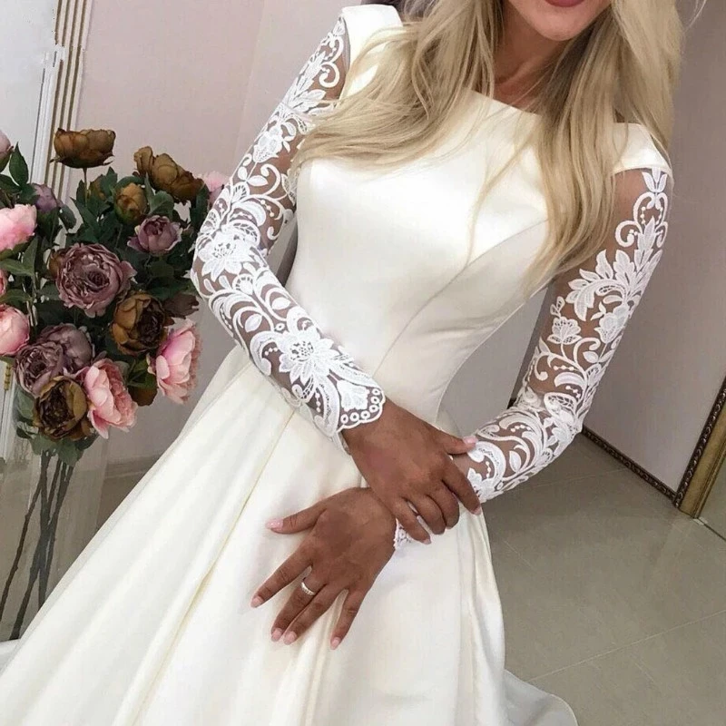 ANGELSBRIDEP A-Line Wedding Dresses Muslim Design Lace Long Sleeves Satin Tulle Robe de mariee Bridal Gowns Corset Plus Size
ANGELSBRIDEP A-Line Wedding Dresses Muslim Design Lace Long Sleeves Satin Tulle Robe de mariee Bridal Gowns Corset Plus Size