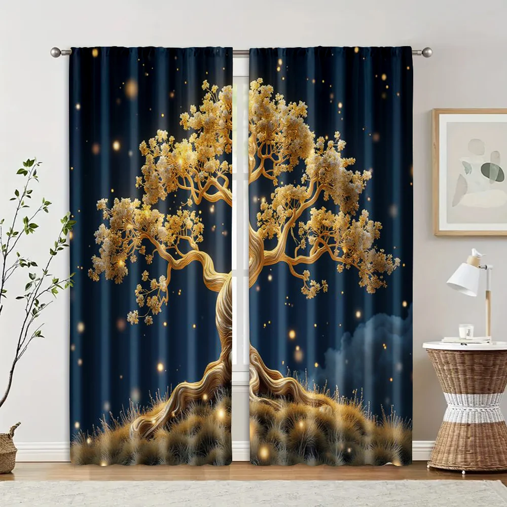 2 pcs, filtering curtains (excluding rods, non-movable, without batteries) Golden Treebackgroundsuitable for use in bedrooms and
2 pcs, filtering curtains (excluding rods, non-movable, without batteries) Golden Treebackgroundsuitable for use in bedrooms and