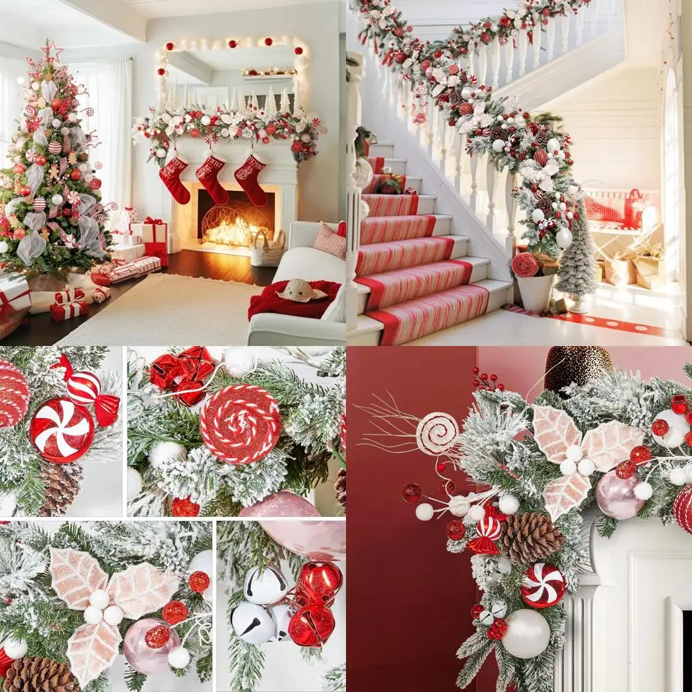 72-дюймовая красно-белая светодиодная рождественская гирлянда на батарейках с 50 лампами для внутреннего/наружного праздничного декора
72-дюймовая красно-белая светодиодная рождественская гирлянда на батарейках с 50 лампами для внутреннего/наружного праздничного декора