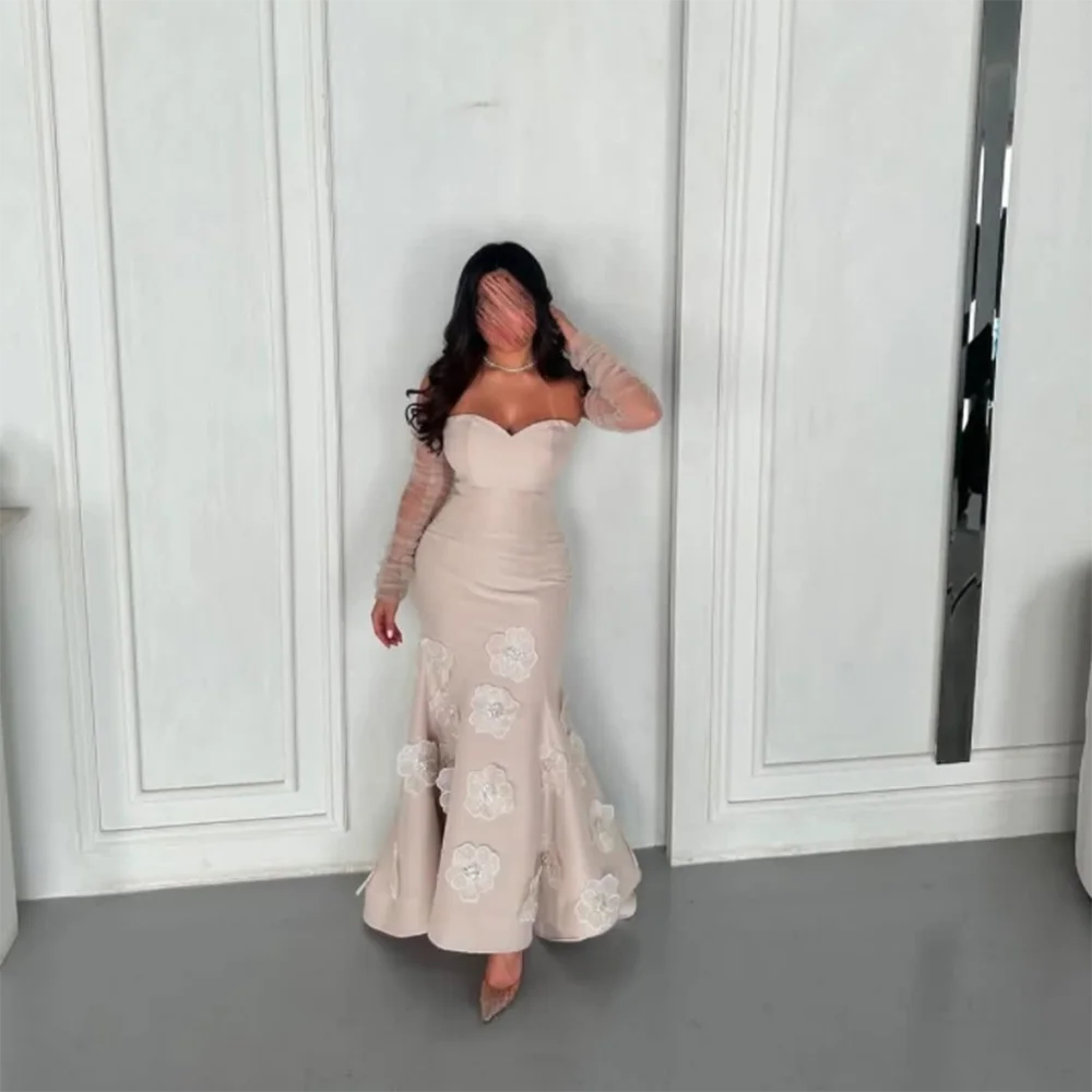 Customized A-Line Prom Dresses Ankle-Length Strapless Full Sleeve Evening Gown Fashion Beading Flowers Simple Draped Party Gown
Customized A-Line Prom Dresses Ankle-Length Strapless Full Sleeve Evening Gown Fashion Beading Flowers Simple Draped Party Gown