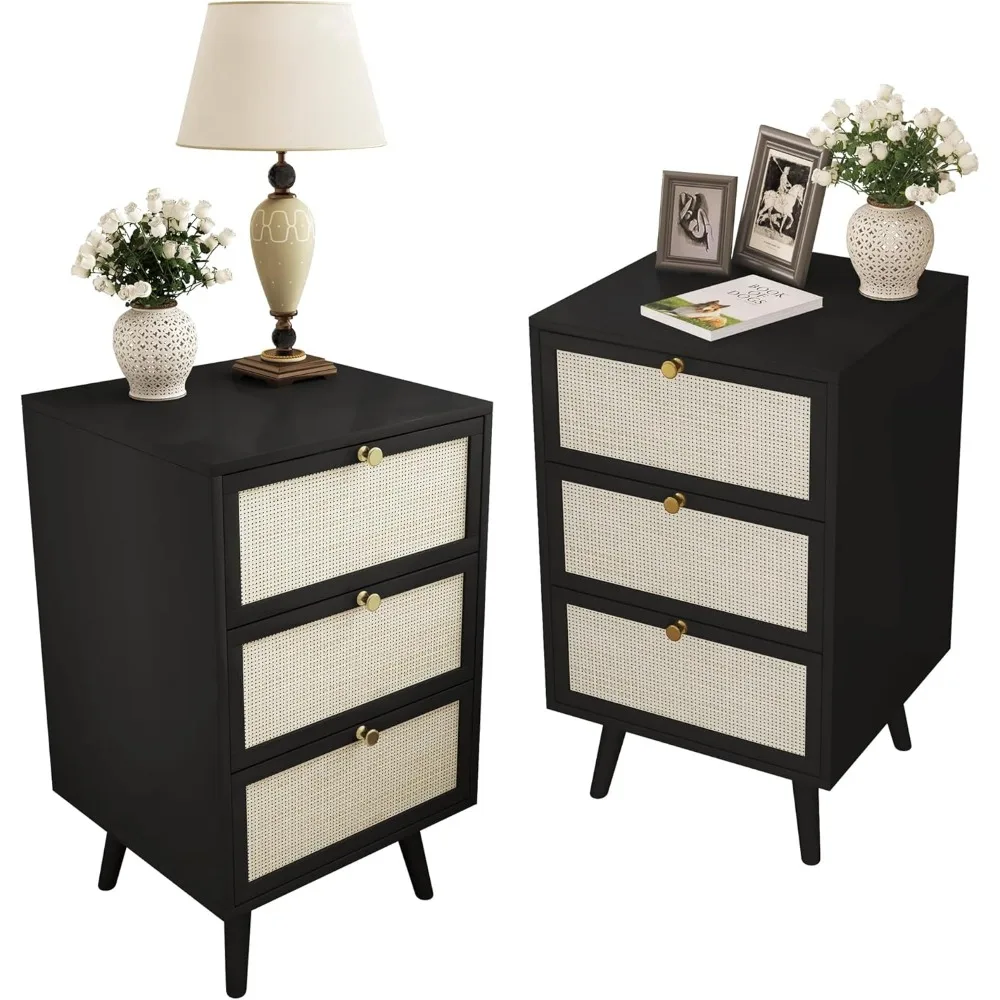 Rattan Nightstand Set of 2, End Table Bedside Table with Storage 3-Drawer Side Table with 3 Hand Made Rattan Decorated Drawers W
Rattan Nightstand Set of 2, End Table Bedside Table with Storage 3-Drawer Side Table with 3 Hand Made Rattan Decorated Drawers W