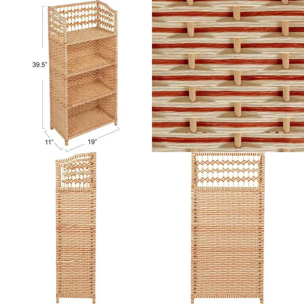 Cream and White Woven Rattan Accent Shelf
Cream and White Woven Rattan Accent Shelf