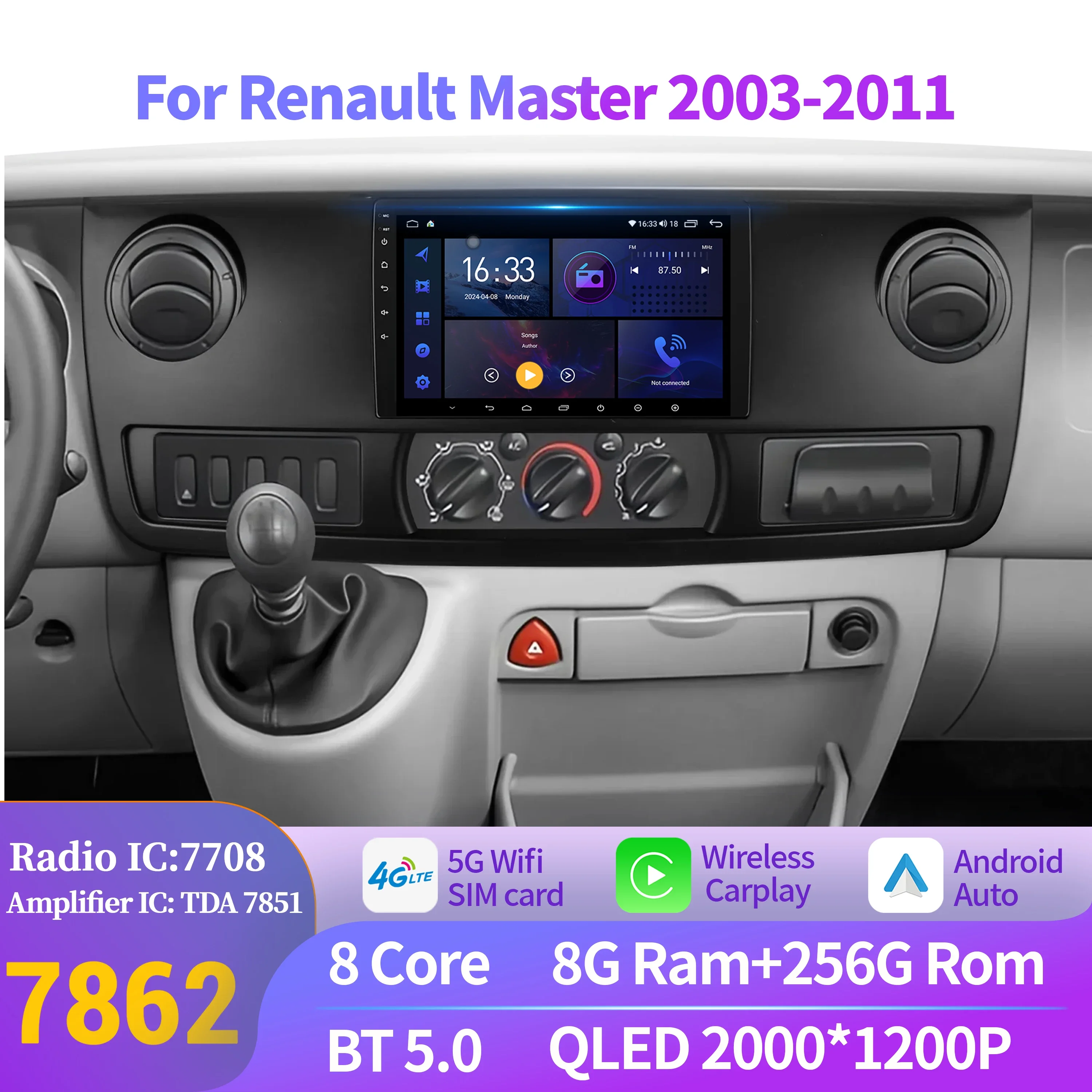 Android 14 Auto For Renault Master 2003-2011 Wireless Apple BT Carplay Car Radio Multimedia 7862S 8G 256G Touch 2K QLED Screen
Android 14 Auto For Renault Master 2003-2011 Wireless Apple BT Carplay Car Radio Multimedia 7862S 8G 256G Touch 2K QLED Screen