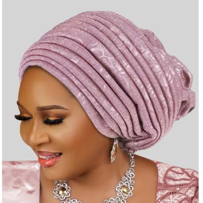 Nigerian Wedding Headgear Glitter Turban Cap Women Pleated Headscarf Hijab Bonnet African Auto Gele Headties Head Wrap Headwear
Nigerian Wedding Headgear Glitter Turban Cap Women Pleated Headscarf Hijab Bonnet African Auto Gele Headties Head Wrap Headwear