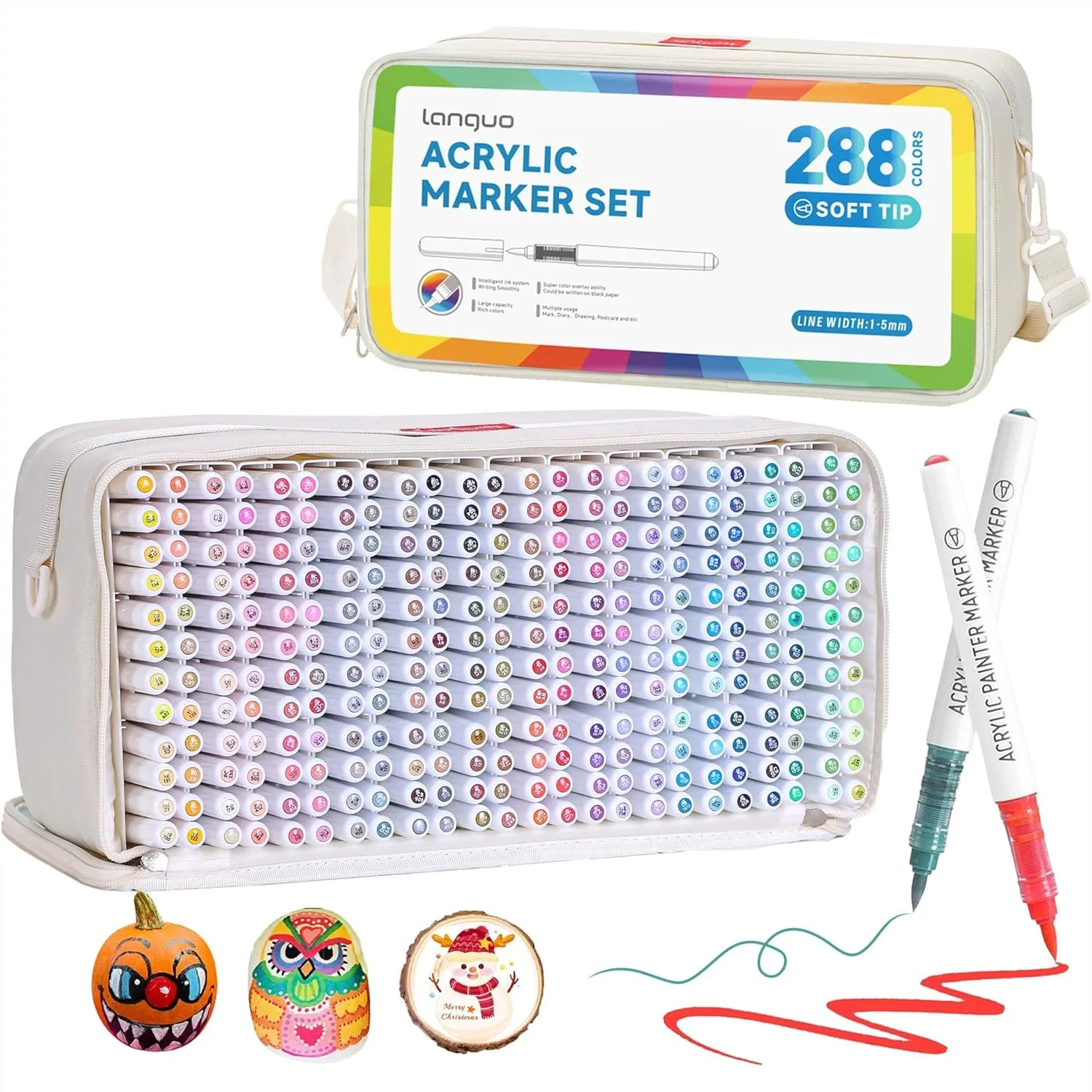 288 Colors Acrylic Paint Markers, Brush Tip Pens with Organizing Case, Multi Surface Set for Fabric, Glass, Wood, DIY Crafts
288 Colors Acrylic Paint Markers, Brush Tip Pens with Organizing Case, Multi Surface Set for Fabric, Glass, Wood, DIY Crafts