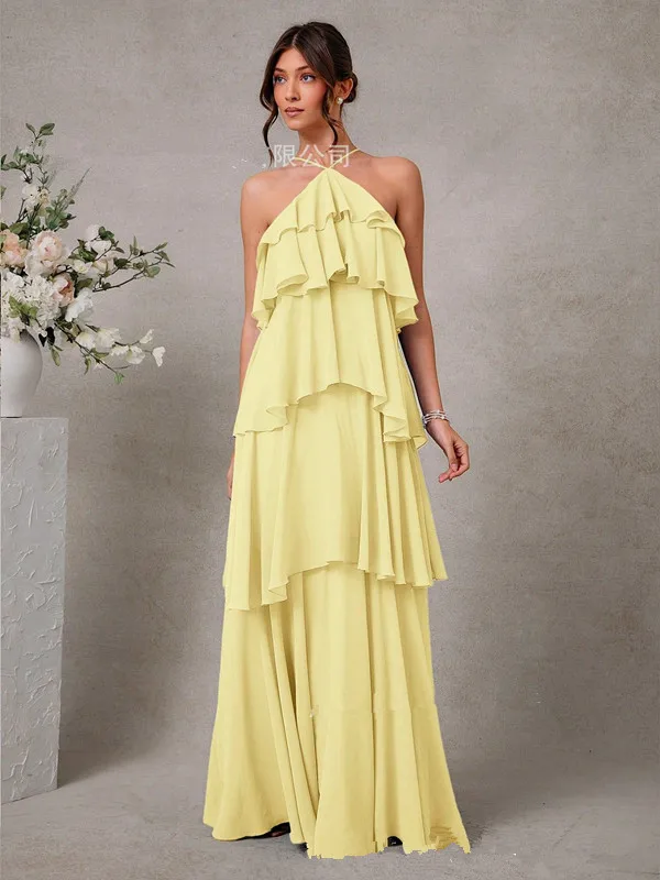 2026 Summer Women's Wedding Guest Dress Sundresses Ruffle Layered Halter Backless Flowy Formal Maxi Dresses SMTBKWD26003
2026 Summer Women's Wedding Guest Dress Sundresses Ruffle Layered Halter Backless Flowy Formal Maxi Dresses SMTBKWD26003