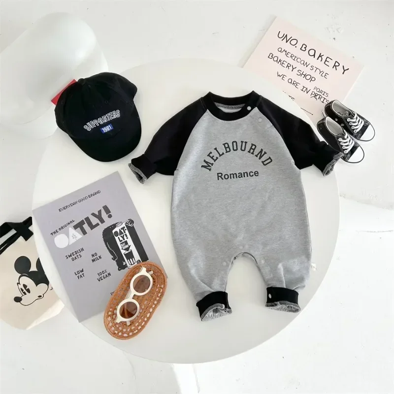 New Spring Autumn Baby Girl Boy Romper Letter Print Newborn Clothing 0-2 Year Old Gray Round Collar Infant Jumpsuit K689
New Spring Autumn Baby Girl Boy Romper Letter Print Newborn Clothing 0-2 Year Old Gray Round Collar Infant Jumpsuit K689
