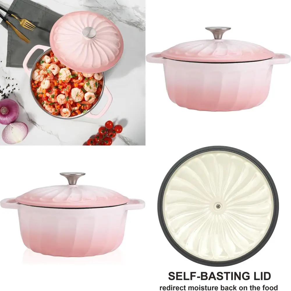 Чугунная эмалированная жаровня объемом 3 кварты с градиентной розовой окраской и крышкой, универсальная для выпечки, тушения и использования в духовке на всех типах плит
Чугунная эмалированная жаровня объемом 3 кварты с градиентной розовой окраской и крышкой, универсальная для выпечки, тушения и использования в духовке на всех типах плит