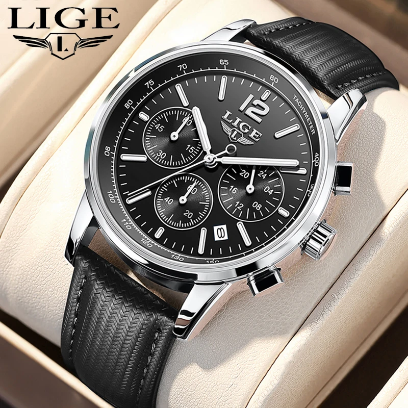 LIGE Men Watch Fashion Top Brand Luxury Business Watch Men Casual Black Leather Quartz Chronograph Clock Male Waterproof Watches
LIGE Men Watch Fashion Top Brand Luxury Business Watch Men Casual Black Leather Quartz Chronograph Clock Male Waterproof Watches
