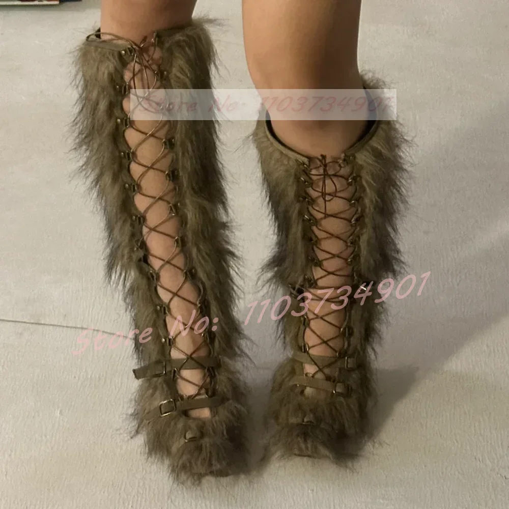 Denim Binded Lace Up Furry Boots Hot Girl Praty Round Toe Buckle High Heels Knee Length Shoes Female Fashion Nightclub Boots
Denim Binded Lace Up Furry Boots Hot Girl Praty Round Toe Buckle High Heels Knee Length Shoes Female Fashion Nightclub Boots
