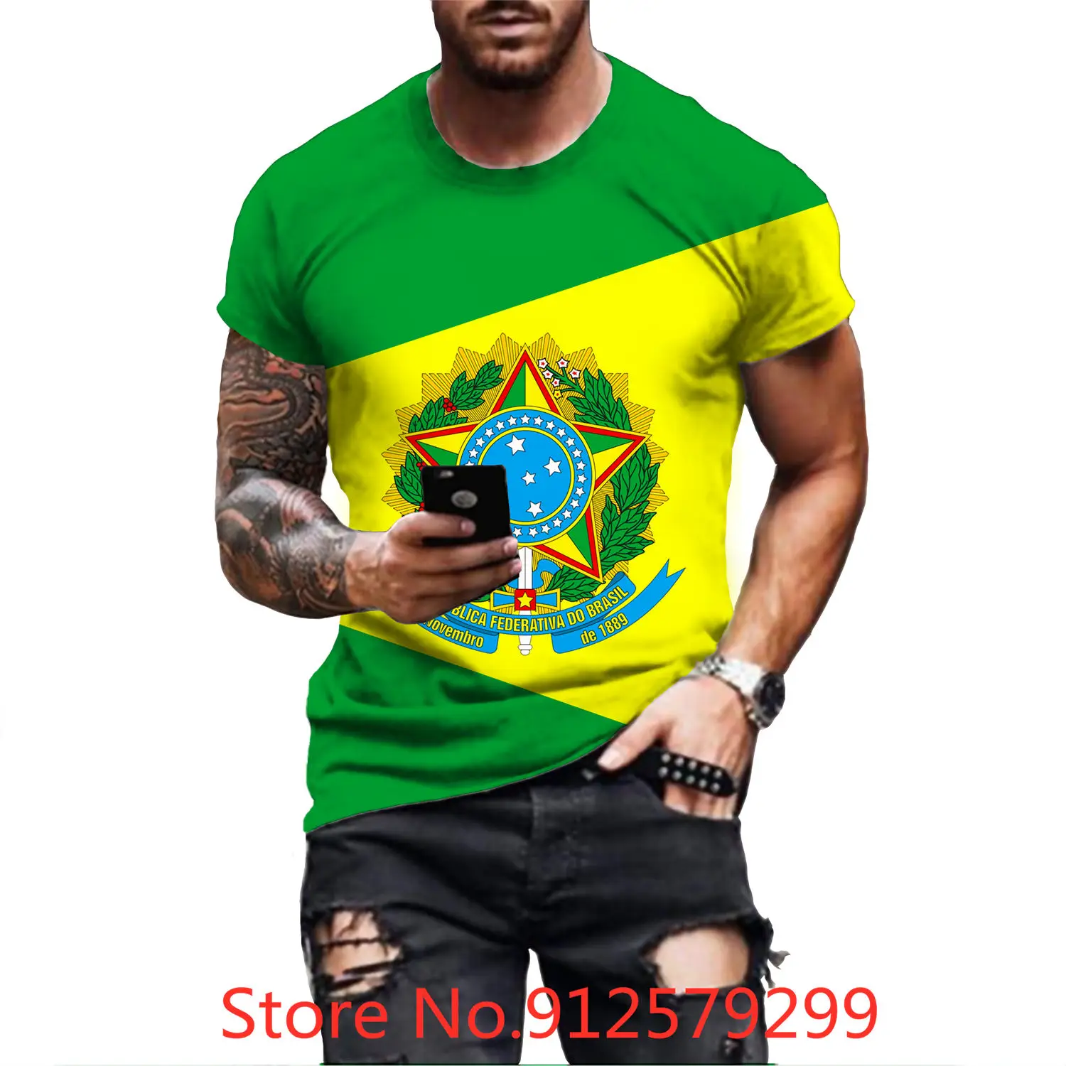2022 Men's Summer Short Sleeve Brazil Flag 3D Printing T Shirt Harajuku Hip Hop Fashion Streetwear Brazil T-shirt
2022 Men's Summer Short Sleeve Brazil Flag 3D Printing T Shirt Harajuku Hip Hop Fashion Streetwear Brazil T-shirt