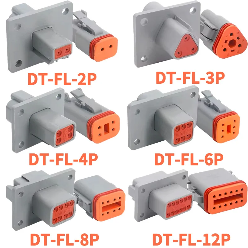 Deutsch DT Series IP68 Waterproof Connector with Fixed Flange Plug, DT04-2P/12P 22-16AWG for Auto Truck Bus Wiring
Deutsch DT Series IP68 Waterproof Connector with Fixed Flange Plug, DT04-2P/12P 22-16AWG for Auto Truck Bus Wiring