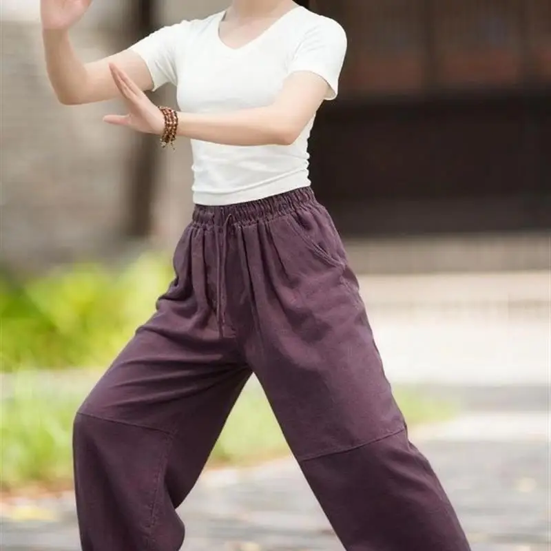 High Waist Straight Leg Cotton Sand Washed Tai Chi Pants Women's Large Size Morning Exercise Ba Duan Jin Casual Trousers
High Waist Straight Leg Cotton Sand Washed Tai Chi Pants Women's Large Size Morning Exercise Ba Duan Jin Casual Trousers
