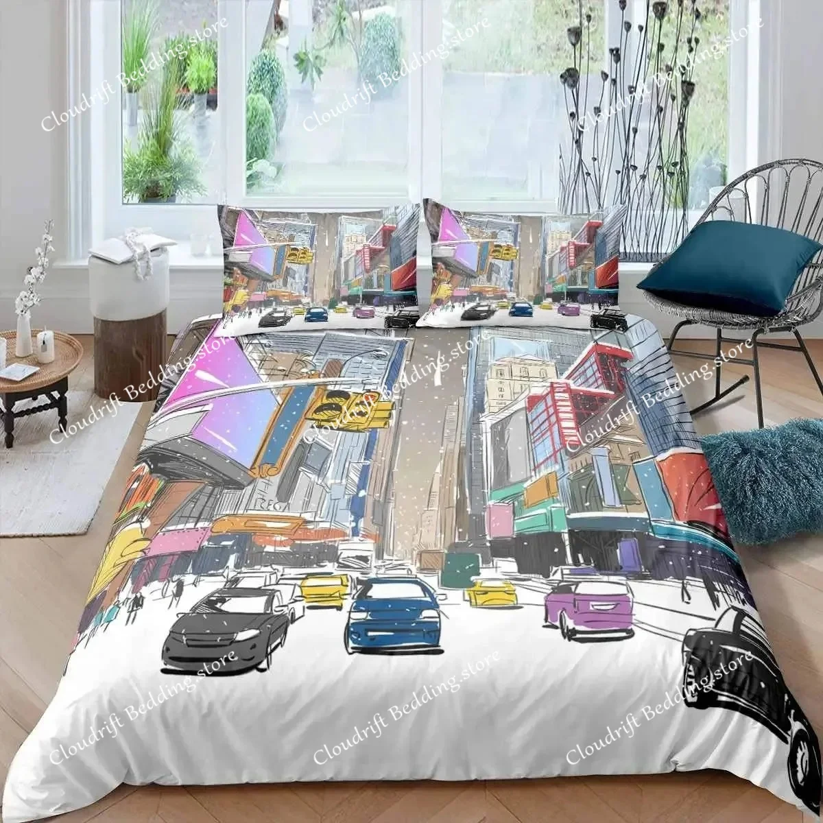 New York Duvet Cover Set, Skyline Print Decorative Bedding Set With Pillow Shams, Twin Full Queen King Size Room Decor
New York Duvet Cover Set, Skyline Print Decorative Bedding Set With Pillow Shams, Twin Full Queen King Size Room Decor