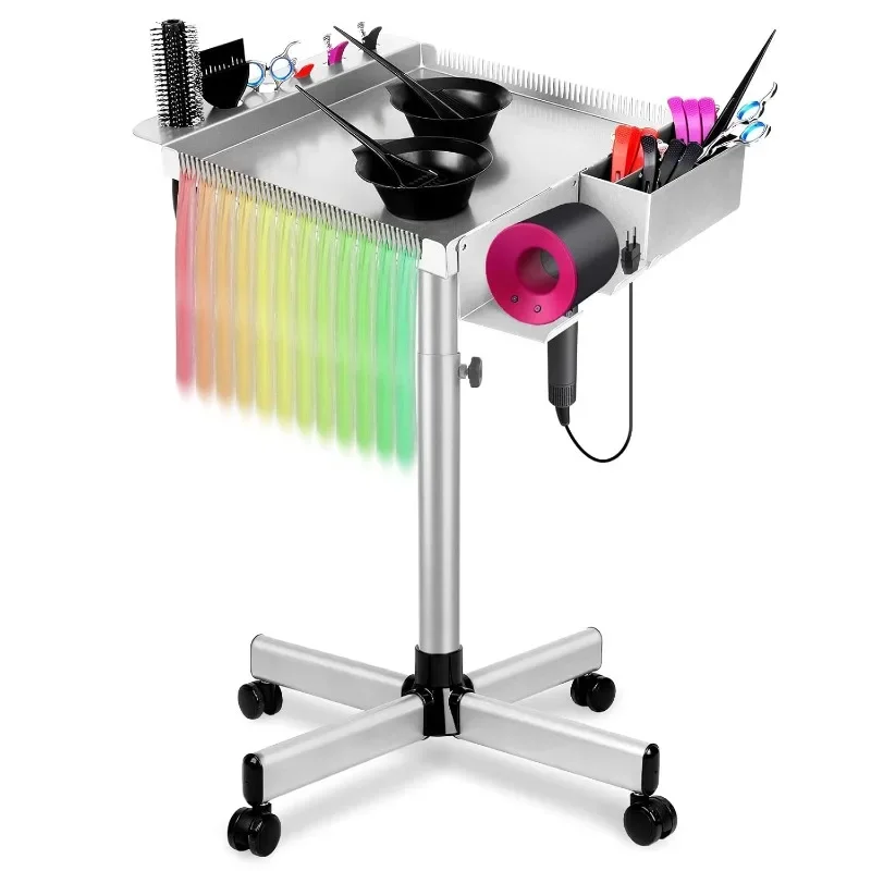 Salon Rolling Tray on Wheels, Hairstylist Tray with Holder and Hair Separator Stand for Salon Station, Salon Tray Cart,
Salon Rolling Tray on Wheels, Hairstylist Tray with Holder and Hair Separator Stand for Salon Station, Salon Tray Cart,
