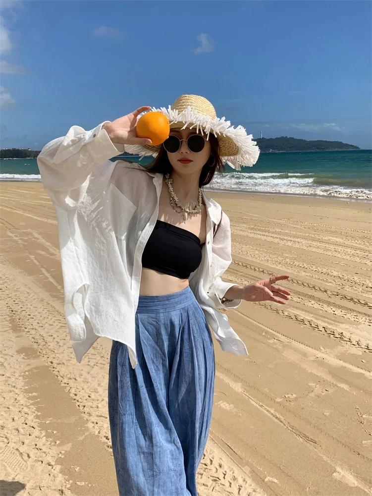 Защита от солнца Long Sve Хлопок и лен Feel irt Dresolic Женский повседневный свободный крой Легкий топ с воротником-стойкой
Защита от солнца Long Sve Хлопок и лен Feel irt Dresolic Женский повседневный свободный крой Легкий топ с воротником-стойкой