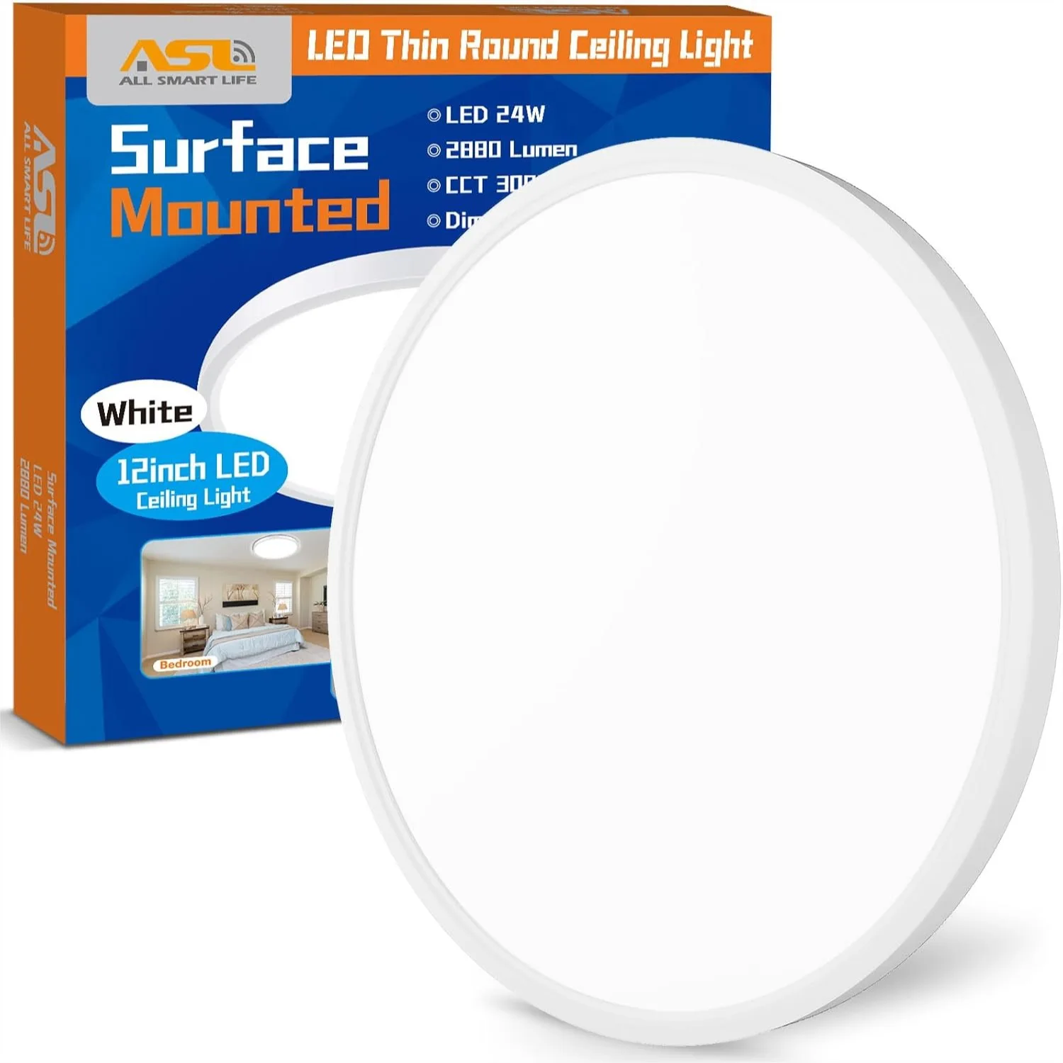 12inch LED Flush Mount Ceiling Light 24W 2880lm Dimmable with 3 Color Temperatures for Kitchen Bedroom Laundry
12inch LED Flush Mount Ceiling Light 24W 2880lm Dimmable with 3 Color Temperatures for Kitchen Bedroom Laundry