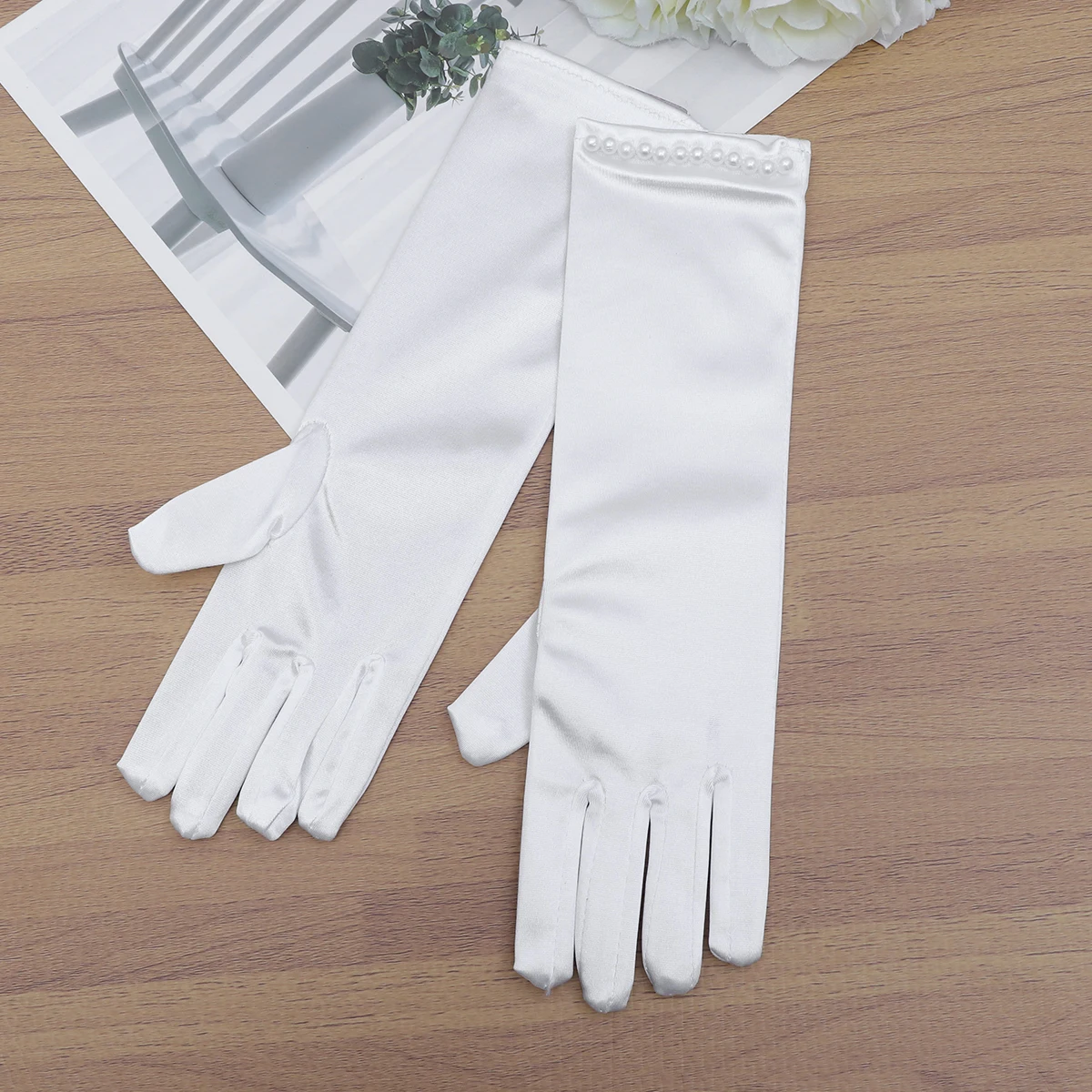 1 Pair Wedding Gloves Flower Girl Long Satin Pearl Decor Dress Gloves For Evening Party Prom Ball Size M White
1 Pair Wedding Gloves Flower Girl Long Satin Pearl Decor Dress Gloves For Evening Party Prom Ball Size M White