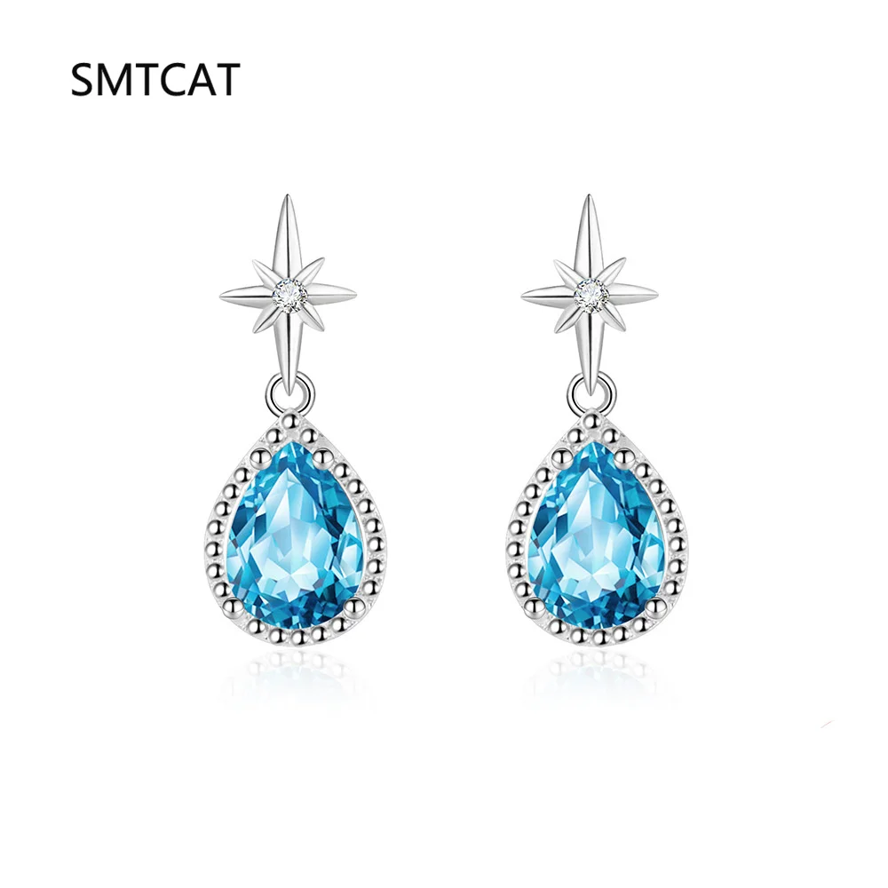 Женские серьги-гвоздики из стерлингового серебра 925 пробы с натуральным синим топазом и каплями воды, эффектные ювелирные изделия со звездами и драгоценными камнями Brinco
Женские серьги-гвоздики из стерлингового серебра 925 пробы с натуральным синим топазом и каплями воды, эффектные ювелирные изделия со звездами и драгоценными камнями Brinco