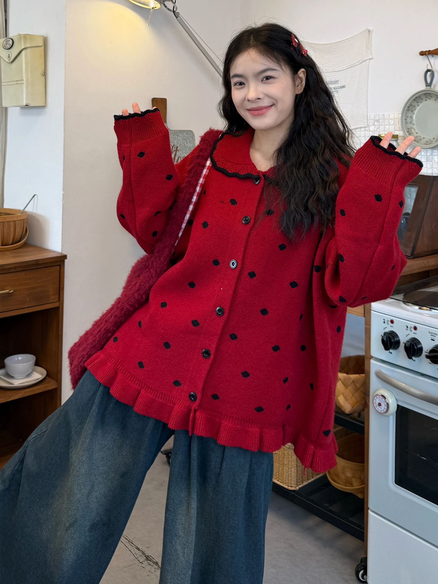 Christmas New Year Red Polka Dot Knitted Cardigan Women's Autumn Winter plus Size Soft Lazy Sweater Coat Doll Collar Commute ...
Christmas New Year Red Polka Dot Knitted Cardigan Women's Autumn Winter plus Size Soft Lazy Sweater Coat Doll Collar Commute ...