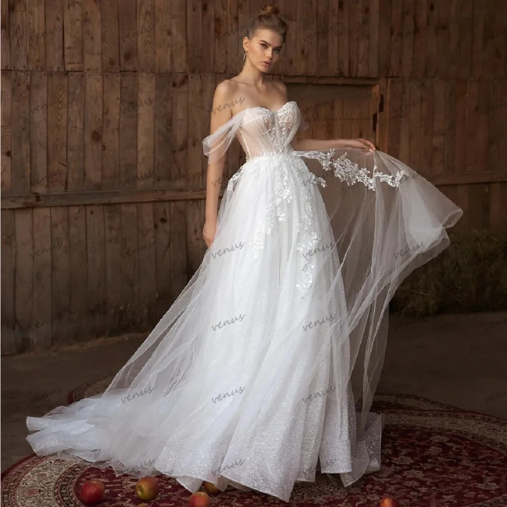 Classic Wedding Dresses Elegant Tulle Bridal Gowns Lace Appliques Off The Shoulder RobE A-Line Sweetheart Vestidos De Novia 2023
Classic Wedding Dresses Elegant Tulle Bridal Gowns Lace Appliques Off The Shoulder RobE A-Line Sweetheart Vestidos De Novia 2023