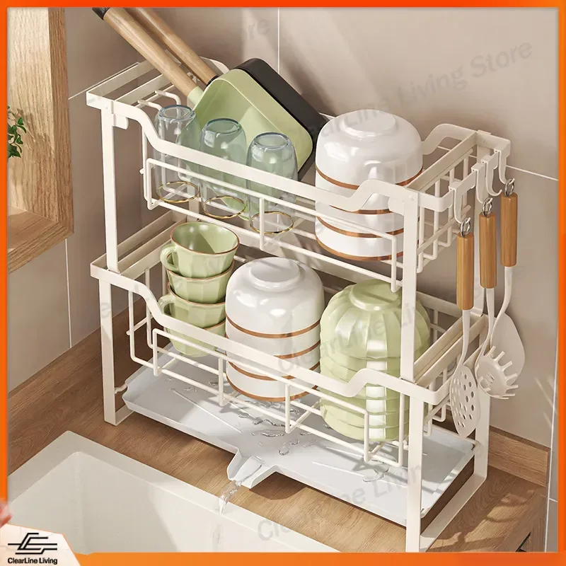 Double Layer Kitchen Shelf Sink Storage Rack Drain Rack for Dishes Cups Chopsticks Utensils Multifunctional Countertop
Double Layer Kitchen Shelf Sink Storage Rack Drain Rack for Dishes Cups Chopsticks Utensils Multifunctional Countertop