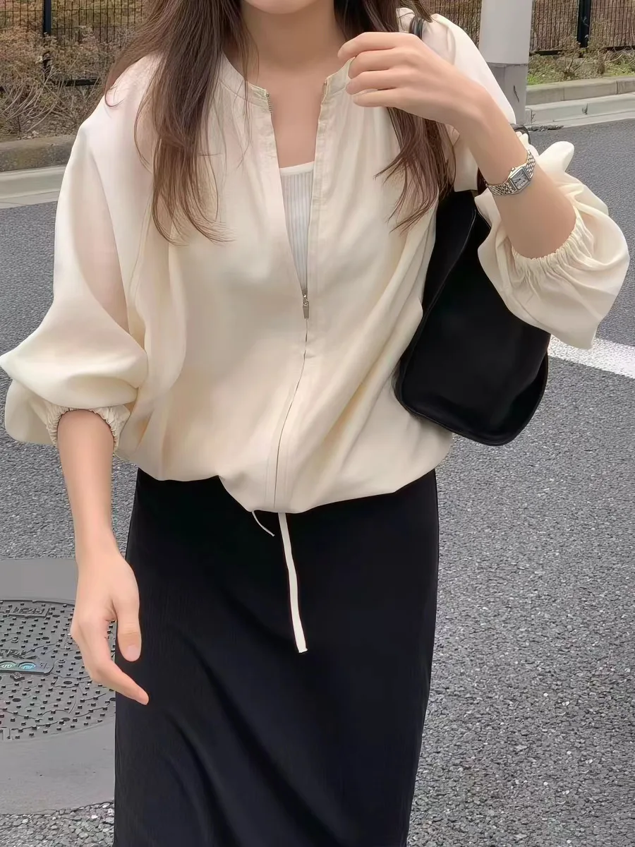 Ounce Zipper UV Protection Casual Yellow round Neck Women's Top Summer New Style Loose Fit Silk Blend Long Sleeve Coat
Ounce Zipper UV Protection Casual Yellow round Neck Women's Top Summer New Style Loose Fit Silk Blend Long Sleeve Coat