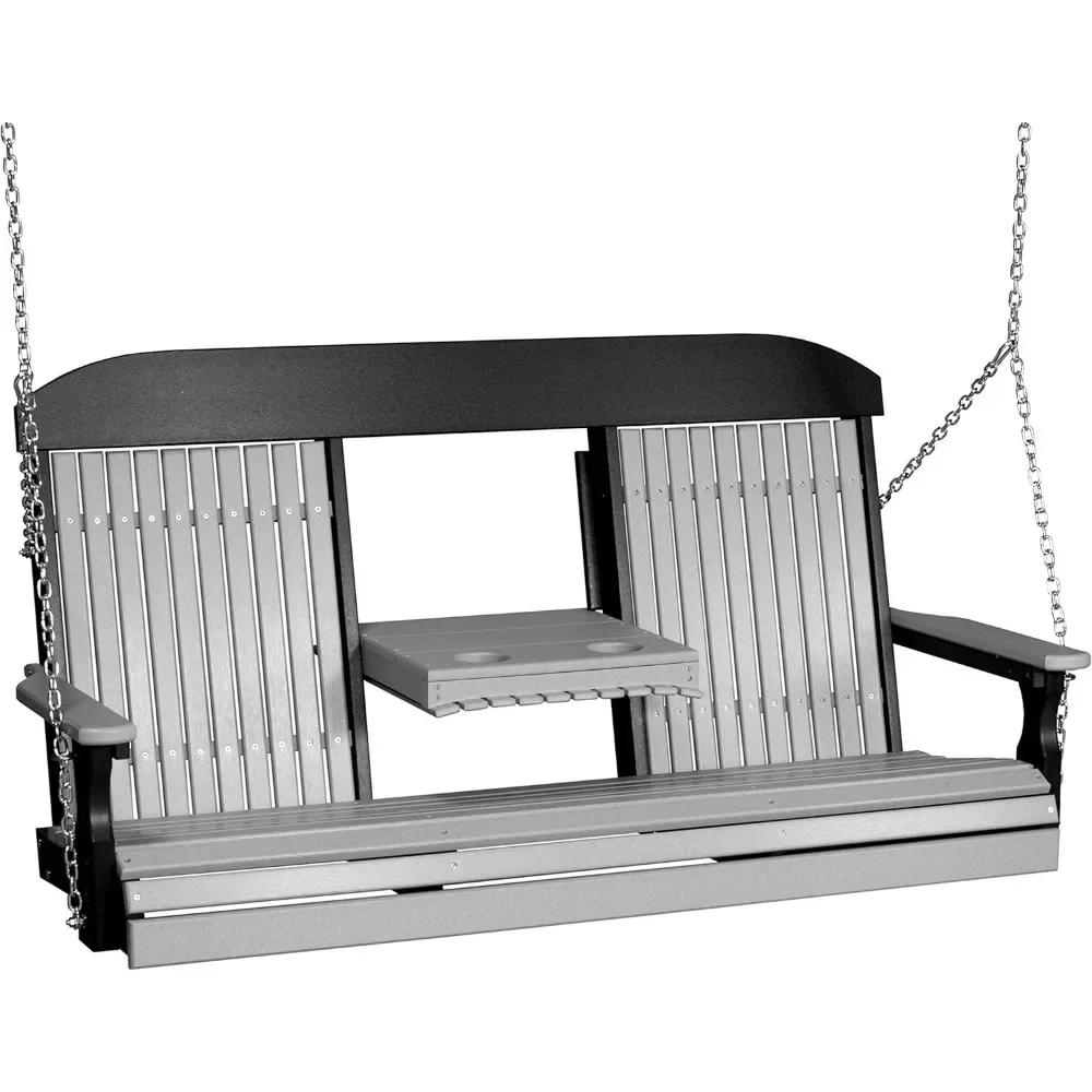 5' Poly High Back Classic Porch Swing with Flip Down Center Console, Made with Recycled Plastics
5' Poly High Back Classic Porch Swing with Flip Down Center Console, Made with Recycled Plastics