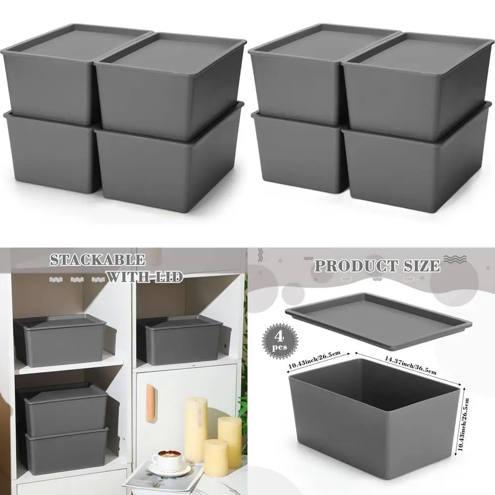 Серые большие пластиковые контейнеры для хранения с крышками для организации пол и коробок с рождественскими украшениями
Серые большие пластиковые контейнеры для хранения с крышками для организации пол и коробок с рождественскими украшениями