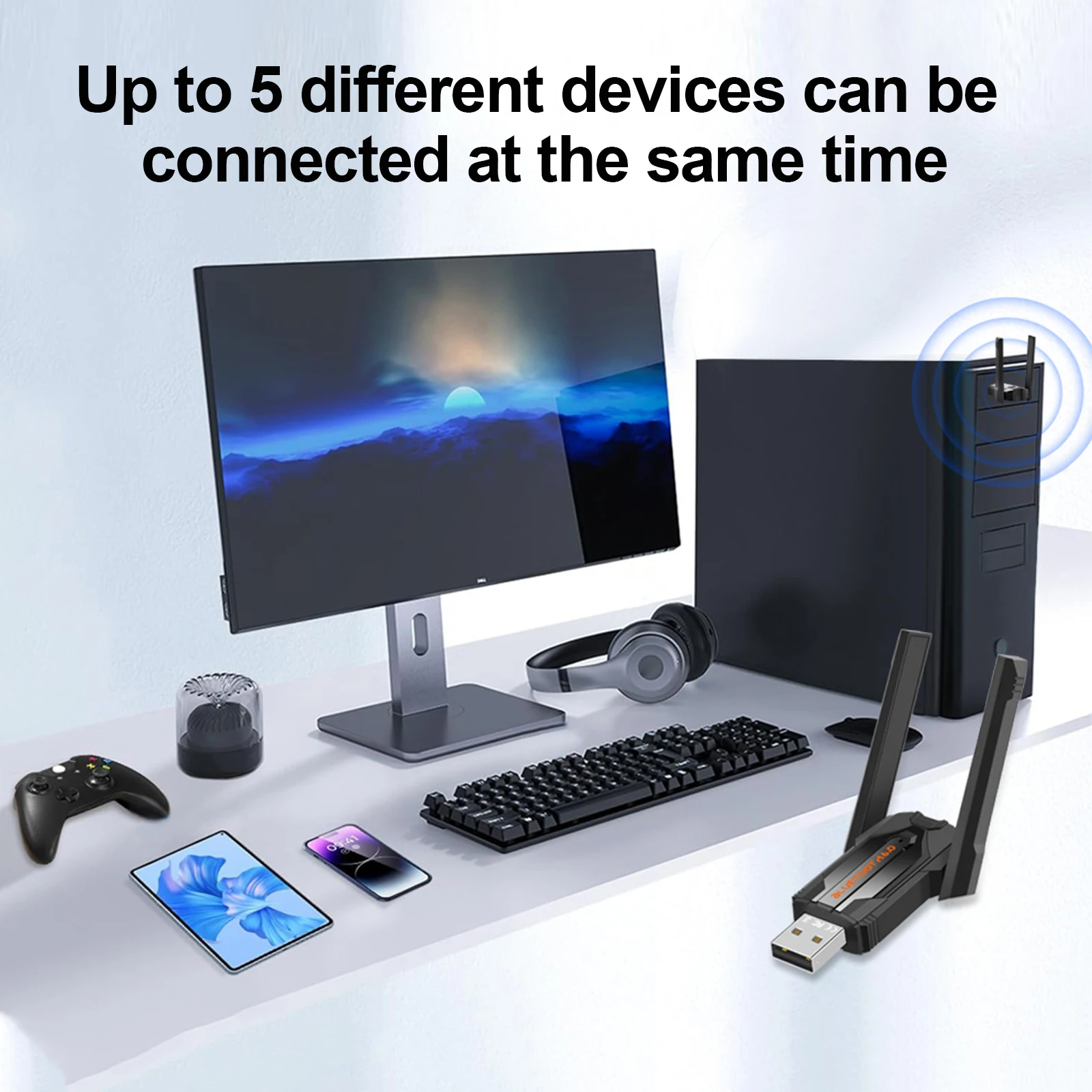 BT 6.0 Dongle Receiver for PC BT 6.0 Adapter Reconnect 7 Devices Simultaneously for Keyboard/Mouse/Headphone/Speakers/Printer
BT 6.0 Dongle Receiver for PC BT 6.0 Adapter Reconnect 7 Devices Simultaneously for Keyboard/Mouse/Headphone/Speakers/Printer
