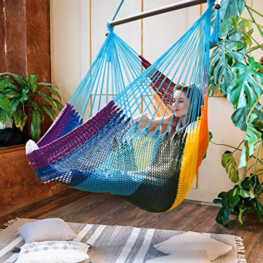 Caribbean Hammock Swing Chair with Spreader Bar Large Hammock Chair Hand Craft Rope Hanging Chair Outdoor Indoor Bedroom 330 LB
Caribbean Hammock Swing Chair with Spreader Bar Large Hammock Chair Hand Craft Rope Hanging Chair Outdoor Indoor Bedroom 330 LB