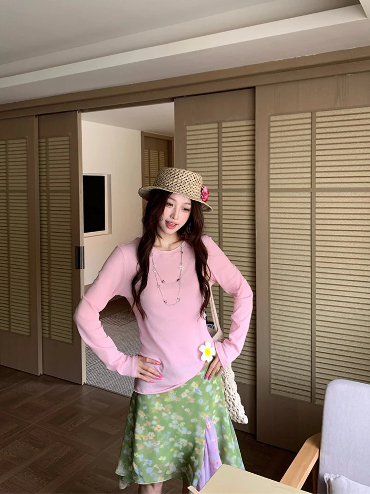 Summer New Fashion Irregular Floral Color Block Long Sleeve T Shirt And Half Skirt Set Women's Clothing Casual Style round Neck
Summer New Fashion Irregular Floral Color Block Long Sleeve T Shirt And Half Skirt Set Women's Clothing Casual Style round Neck