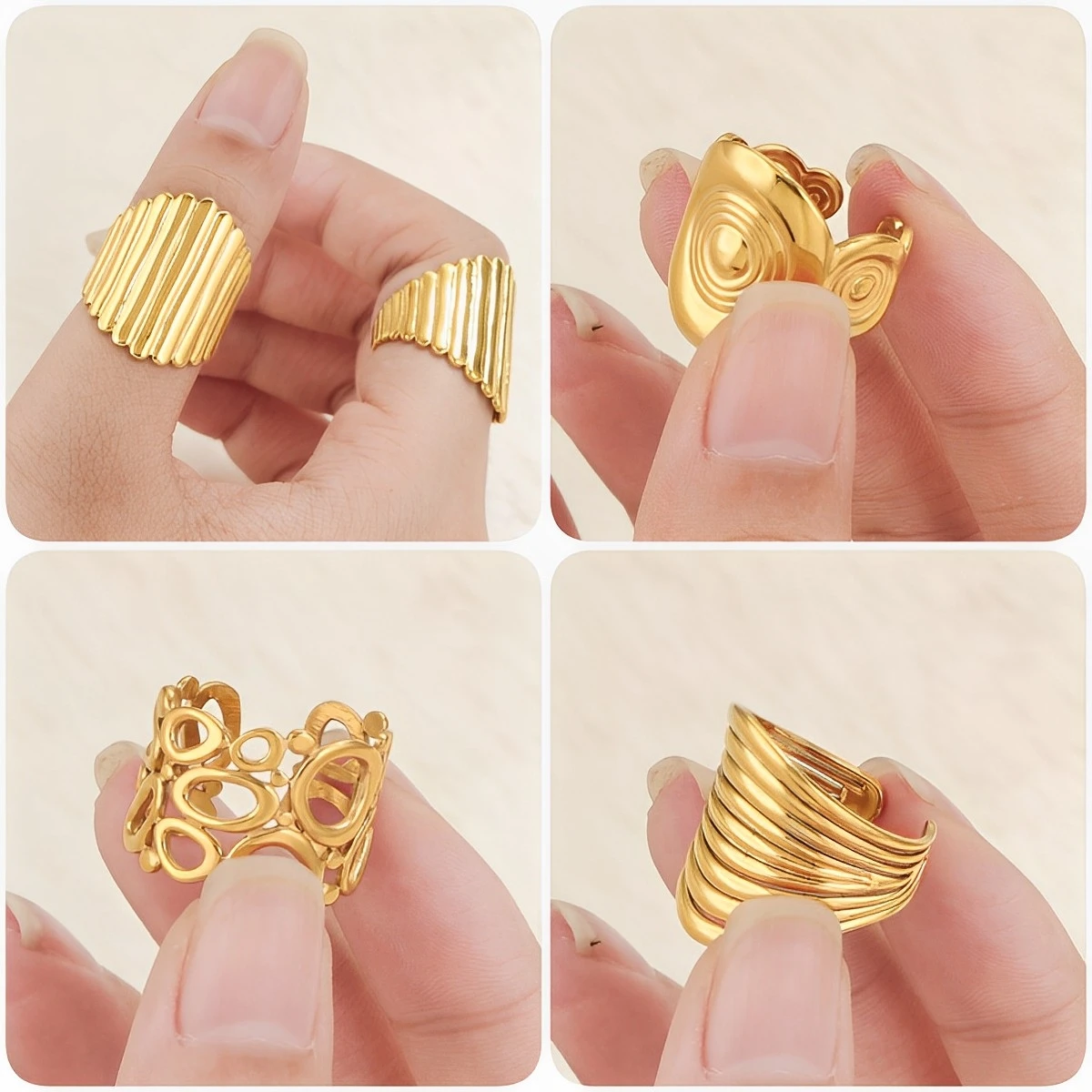 1 PCS Women's Stainless Steel Geometric Stripe PVD Gold Plated Ring Opening Adjustable Commuter Holiday Jewelry Accessory Gift
1 PCS Women's Stainless Steel Geometric Stripe PVD Gold Plated Ring Opening Adjustable Commuter Holiday Jewelry Accessory Gift