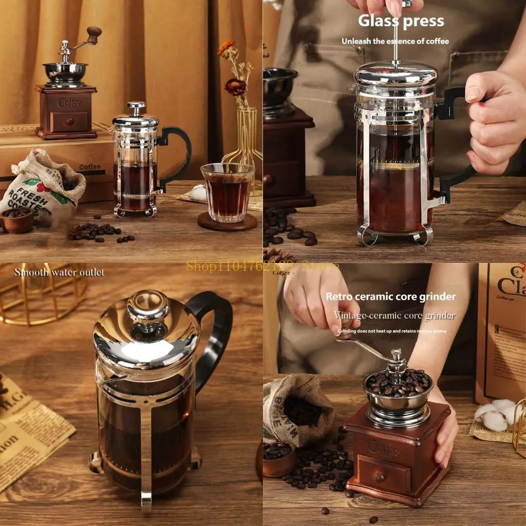 Classical Wooden Coffee Grinders And Glass French Press Set With 304 Nonrust Steel Filter For Coffee Lover best sale
Classical Wooden Coffee Grinders And Glass French Press Set With 304 Nonrust Steel Filter For Coffee Lover best sale