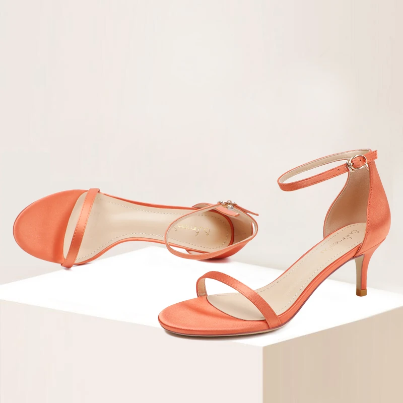 Orange Satin Sandals Women Summer Elegant Dress Pumps 6cm Medium Stiletto High Heels Open Toe Ankle Strap Daily Wear Shoes
Orange Satin Sandals Women Summer Elegant Dress Pumps 6cm Medium Stiletto High Heels Open Toe Ankle Strap Daily Wear Shoes