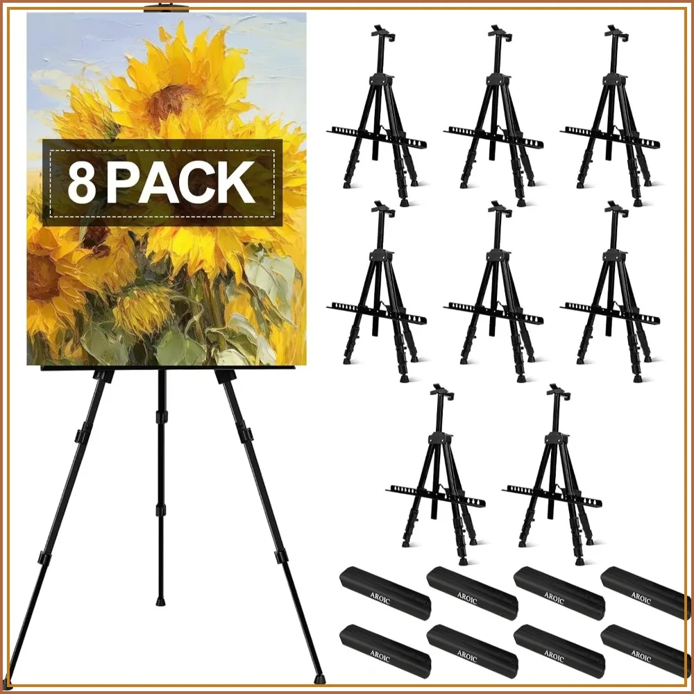 8 Pack Adjustable Metal Tripod Easel Stand for Painting, Height 17-66in, Portable with Storage Bag, Black
8 Pack Adjustable Metal Tripod Easel Stand for Painting, Height 17-66in, Portable with Storage Bag, Black