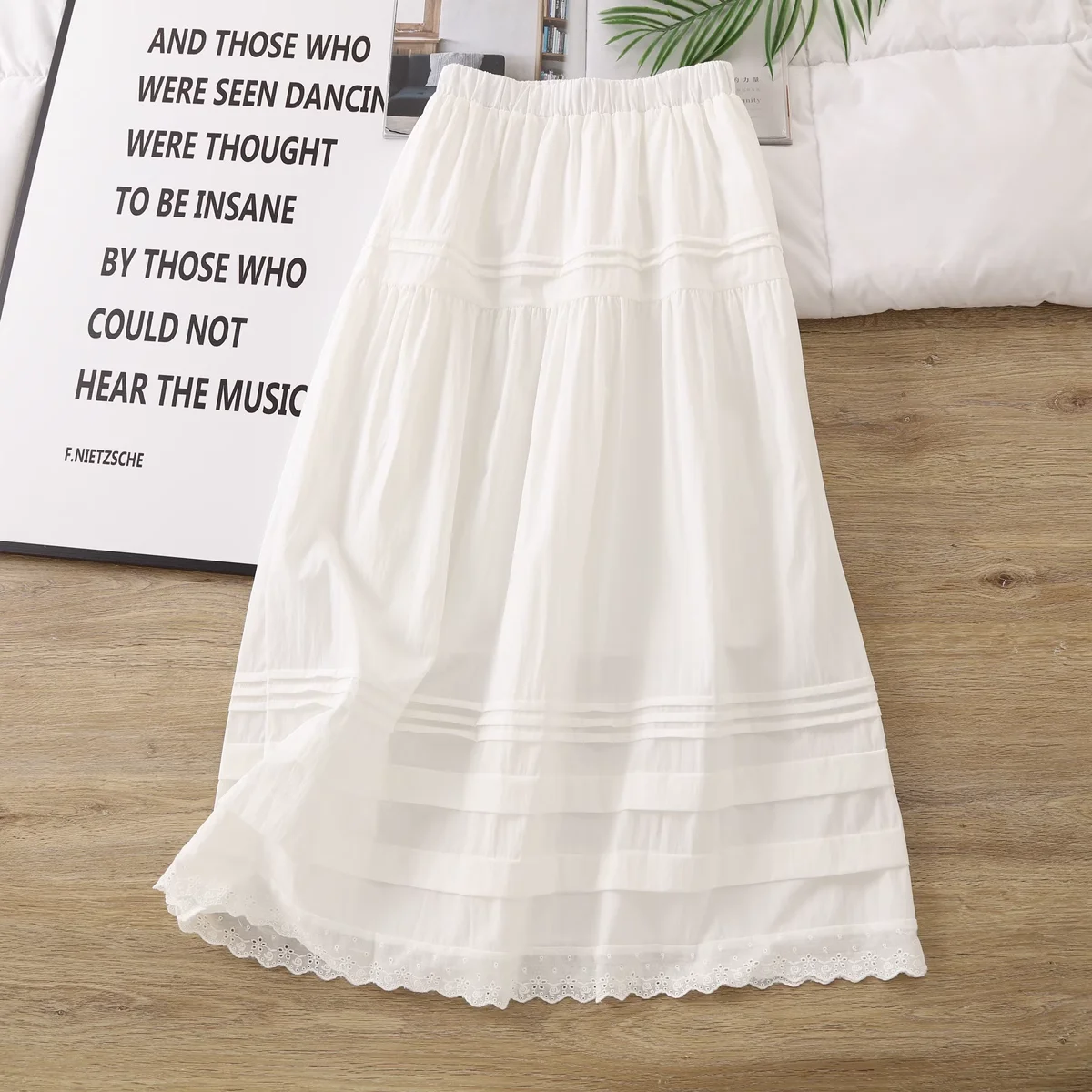 100% Cotton white a-line skirts for women summer spring Japan style elastic waist long skirts boho chic clothes 2025
100% Cotton white a-line skirts for women summer spring Japan style elastic waist long skirts boho chic clothes 2025