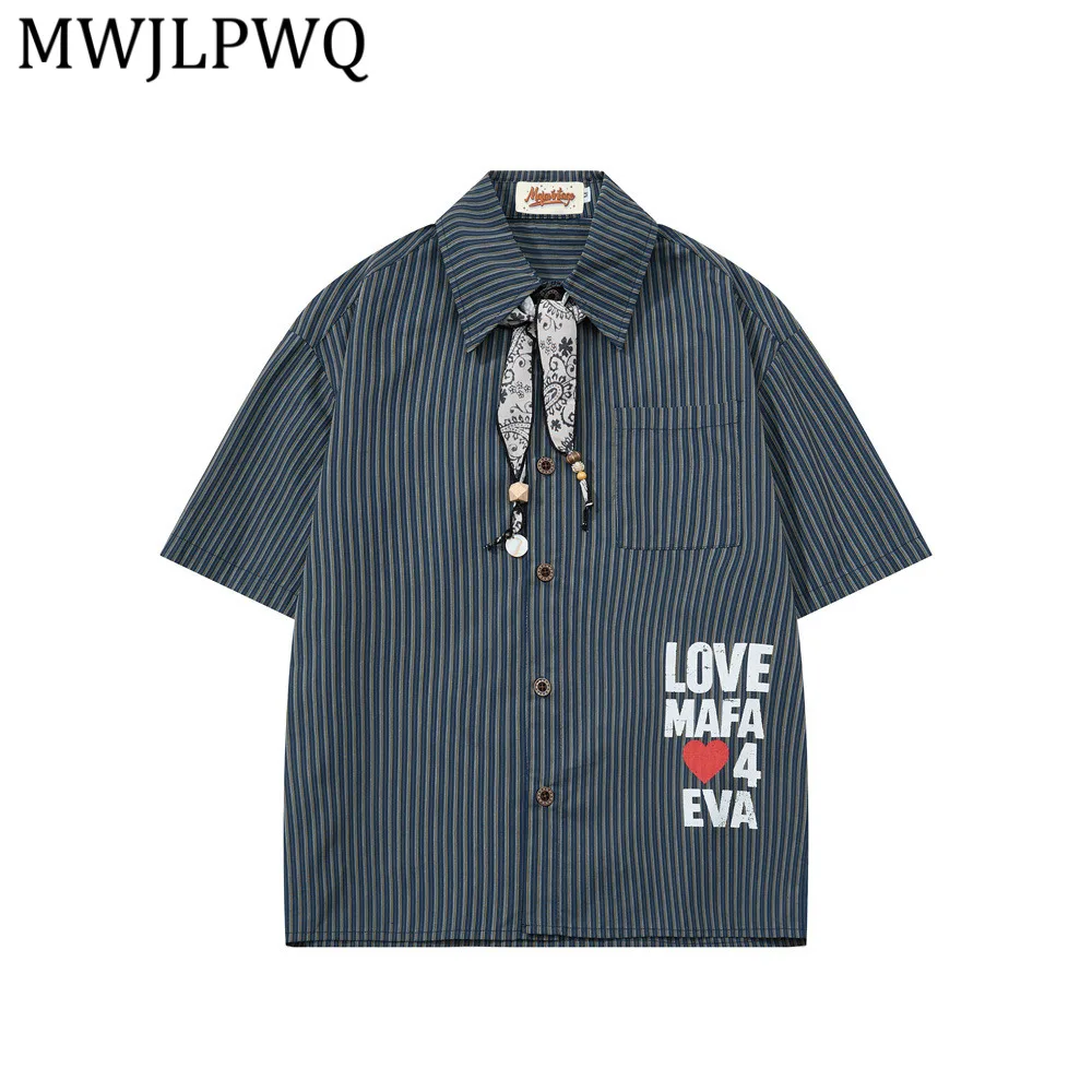 MWJLPWQ Vertical Striped Short-Sleeve Shirt For Men Summer Loose Casual College Style Tie-Neck Letter Print Trendy Tops 16434
MWJLPWQ Vertical Striped Short-Sleeve Shirt For Men Summer Loose Casual College Style Tie-Neck Letter Print Trendy Tops 16434