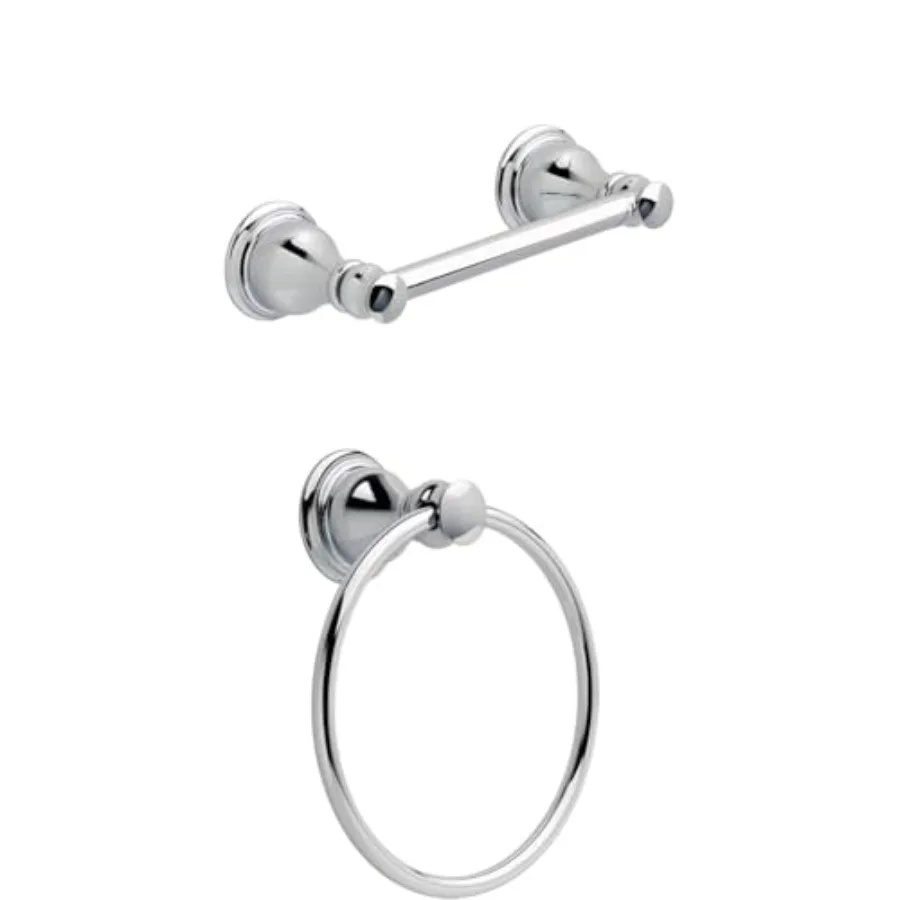 Polished Chrome Bathroom Set Toilet Paper Holder and Hand Towel Holder Ring - Aubrey Modern Vintage Bathroom Accessories
Polished Chrome Bathroom Set Toilet Paper Holder and Hand Towel Holder Ring - Aubrey Modern Vintage Bathroom Accessories