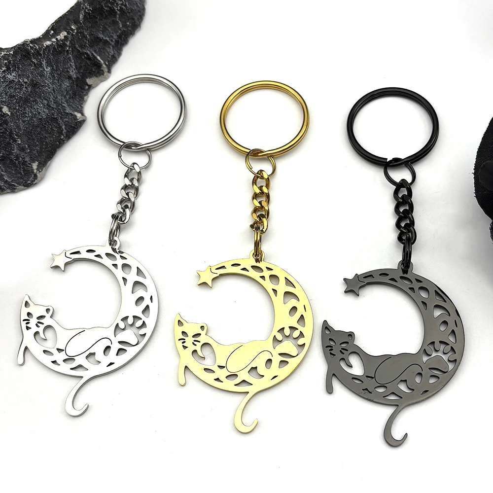 Witch Moon Star Cat Paw Keyring For Women Men Stainless Steel Gold Color Crescent Kitty Cute Animal Keyholder Jewelry Gifts
Witch Moon Star Cat Paw Keyring For Women Men Stainless Steel Gold Color Crescent Kitty Cute Animal Keyholder Jewelry Gifts