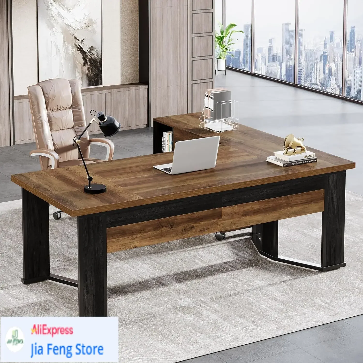 Bestseller70.86" Executive Desk with Mobile File Cabinet, Large L Shaped Computer Office Desk with 2 Drawers and Storage Shelves
Bestseller70.86" Executive Desk with Mobile File Cabinet, Large L Shaped Computer Office Desk with 2 Drawers and Storage Shelves